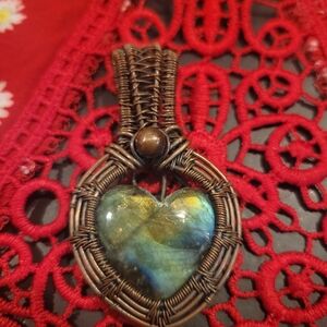 Handcrafted Heart Pendant with Labradorite Stone